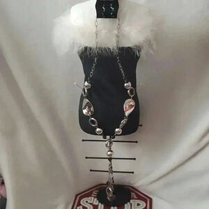 Paparazzi long silver color necklace with black earrings